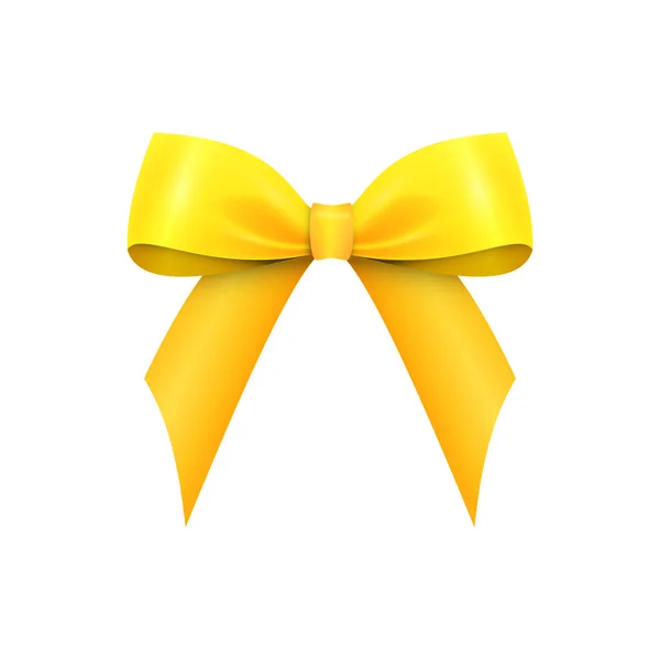 Realistic Shiny Yellow Satin Bow isolated on white background. Vector illustration — Stock Vector