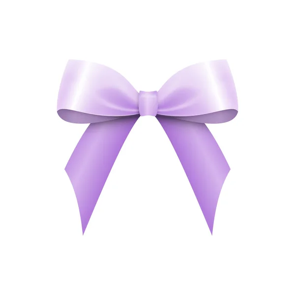 Realista brillante arco de raso violeta aislado sobre fondo blanco. Ilustración vectorial — Archivo Imágenes Vectoriales