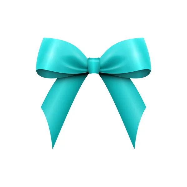 Realistico Aqua Satin Bow lucido isolato su sfondo bianco. Illustrazione vettoriale — Vettoriale Stock