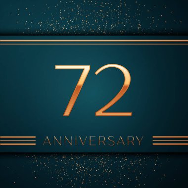 Gerçekçi yetmiş iki yıl yıldönümü kutlamaları tasarım afiş. Altın sayı ve yeşil zemin üzerine konfeti. Doğum günü partin için renkli vektör şablon öğeleri