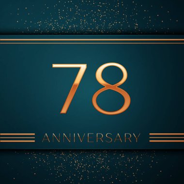 Gerçekçi yetmiş sekiz yıl yıldönümü kutlamaları tasarım afiş. Altın sayı ve yeşil zemin üzerine konfeti. Doğum günü partin için renkli vektör şablon öğeleri