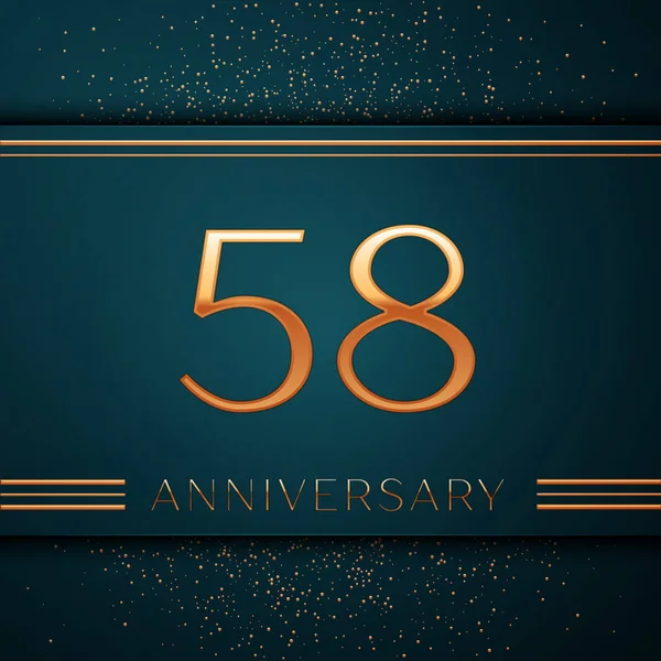 Gerçekçi elli sekiz yıl yıldönümü kutlamaları tasarım afiş. Altın sayı ve yeşil zemin üzerine konfeti. Doğum günü partin için renkli vektör şablon öğeleri