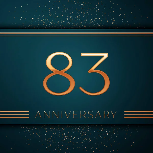 Gerçekçi seksen üç yıl yıldönümü kutlamaları tasarım afiş. Altın sayı ve yeşil zemin üzerine konfeti. Doğum günü partin için renkli vektör şablon öğeleri