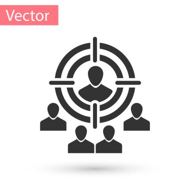 Gri pazarlama hedef strateji kavramı simgesi beyaz arka plan üzerinde izole. İnsanlar işareti ile nişan al. Vektör çizim