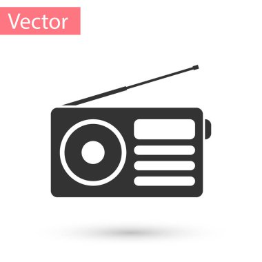 Grey radyo anten simgesi beyaz arka plan üzerinde izole. Vektör çizim