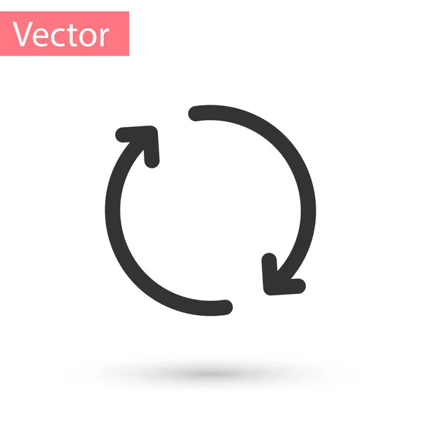 Graues Aktualisierungssymbol isoliert auf weißem Hintergrund. Symbol neu laden. Rotationspfeile in einem Kreiszeichen. Vektorillustration — Stockvektor