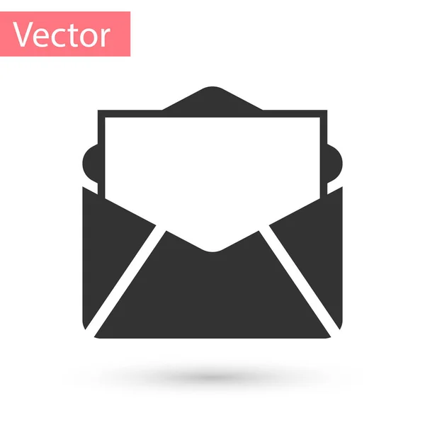 Grey Mail e ícone de e-mail isolado no fundo branco. Envelope símbolo e-mail. E-mail sinal de mensagem. Ilustração vetorial — Vetor de Stock