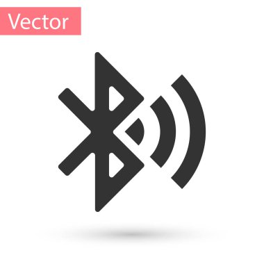 Gri Bluetooth simgesi beyaz arka plan üzerinde izole bağlı. Vektör çizim
