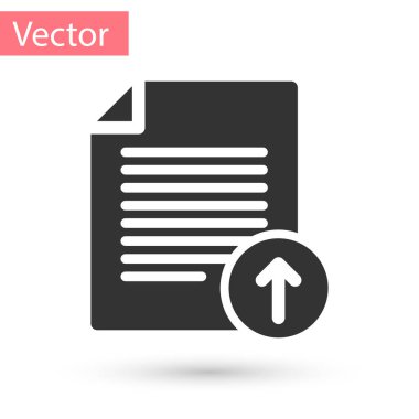 Beyaz arka plan üzerinde izole gri Upload dosya simgesini tıklatın. Dosya belge simgesi. Belge oku. Vektör çizim
