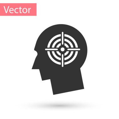 Beyaz arka plan üzerinde izole gri kafa avcılık kavramı kutsal kişilerin resmi. İş hedef veya istihdam işareti. İnsan kaynakları ve işe alım iş için. Vektör çizim