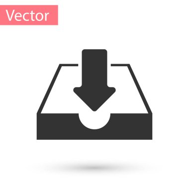 Beyaz arka plan üzerinde izole gelen kutusu simgesini gri Download. Vektör çizim