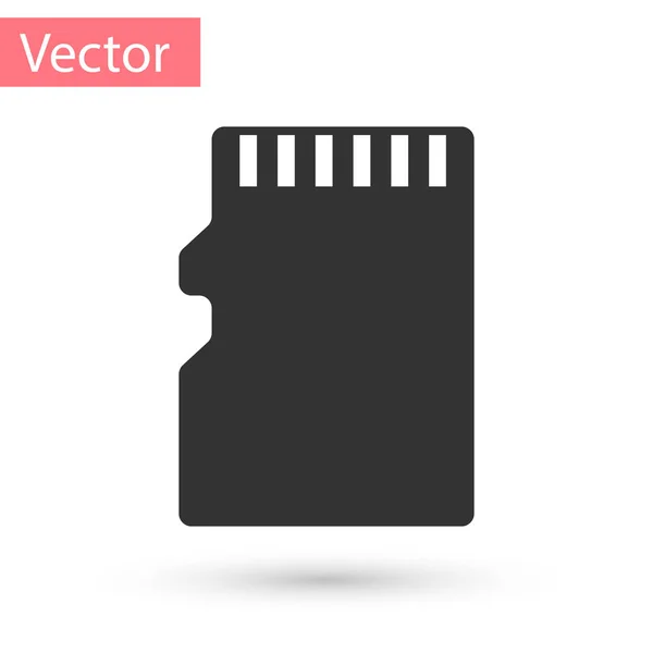 Ícone de cartão de memória Micro SD cinza isolado no fundo branco. Ilustração vetorial — Vetor de Stock