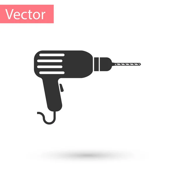Grey Drill machine icon isolated on white background. Vector Illustration — Stock Vector