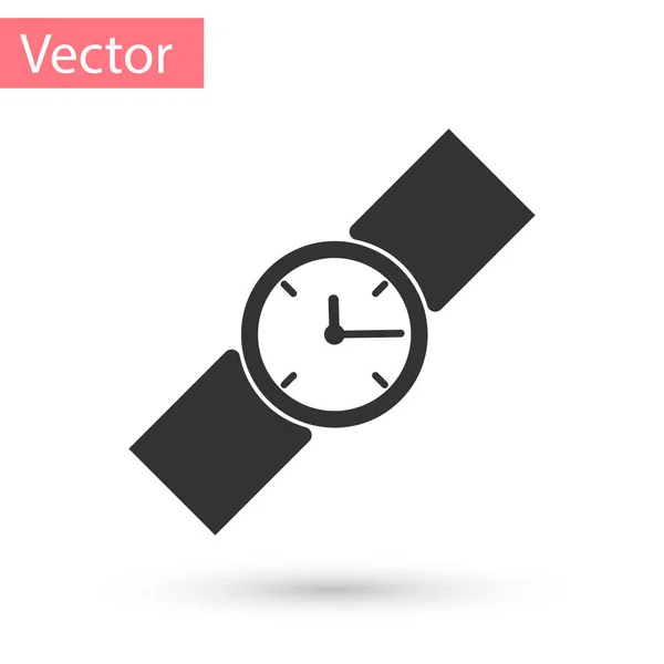 Reloj de muñeca gris icono aislado sobre fondo blanco. Icono del reloj de pulsera. Ilustración vectorial — Vector de stock