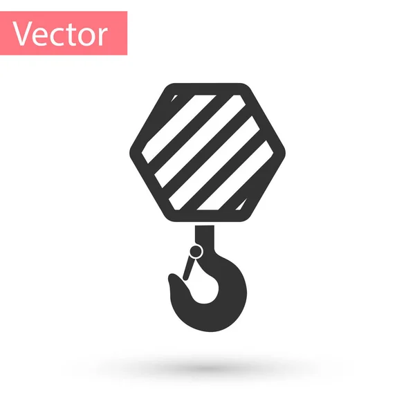 Graues Industriehaken-Symbol isoliert auf weißem Hintergrund. Kranhaken-Symbol. Vektorillustration — Stockvektor