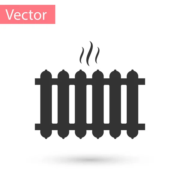 Ícone de radiador de aquecimento cinza isolado no fundo branco. Ilustração vetorial — Vetor de Stock