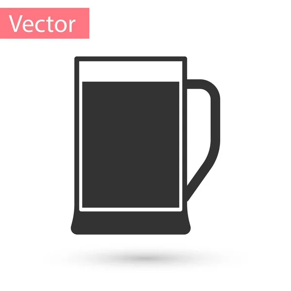 Grey Glass of beer icon isolated on white background. Vector Illustration — Stock Vector