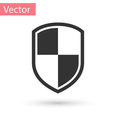 Beyaz arka plan üzerinde izole gri kalkan simgesi. İşareti koru. Vektör çizim