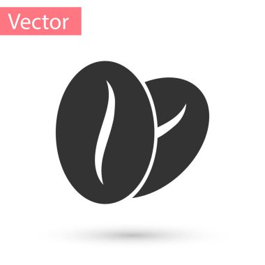 Gri kahve çekirdeği ikonu beyaz arka planda izole edilmiş. Vektör İllüstrasyonu