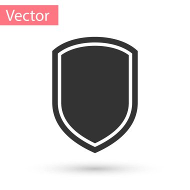 Beyaz arka plan üzerinde izole gri kalkan simgesi. İşareti koru. Vektör çizim