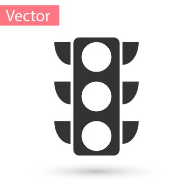 Beyaz arka planda gri trafik ışığı simgesi izole edildi. Vektör İllüstrasyonu