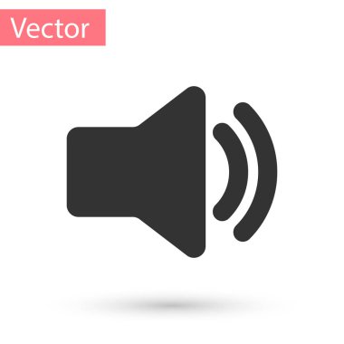 Gri hoparlör ses ayarı simgesi - ses ses sembol ses, beyaz arka plan üzerinde izole ortam müzik simgesi. Vektör çizim