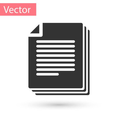 Beyaz arka plan üzerinde izole gri belge simgesi. Dosya simgesi. Denetim listesi simgesi. İş kavramı. Vektör çizim