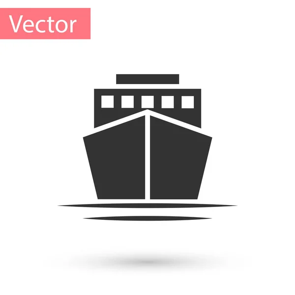 Иконка серого корабля выделена на белом фоне. Векторная миграция — стоковый вектор