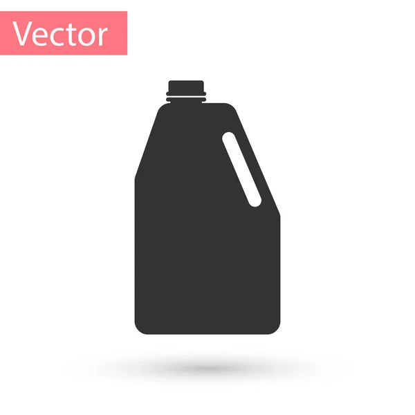 Graue Haushaltschemikalien leere Plastikflasche Symbol isoliert auf weißem Hintergrund. Flüssigwaschmittel oder Seife, Fleckenentferner, Wäschebleichmittel. Vektorillustration — Stockvektor