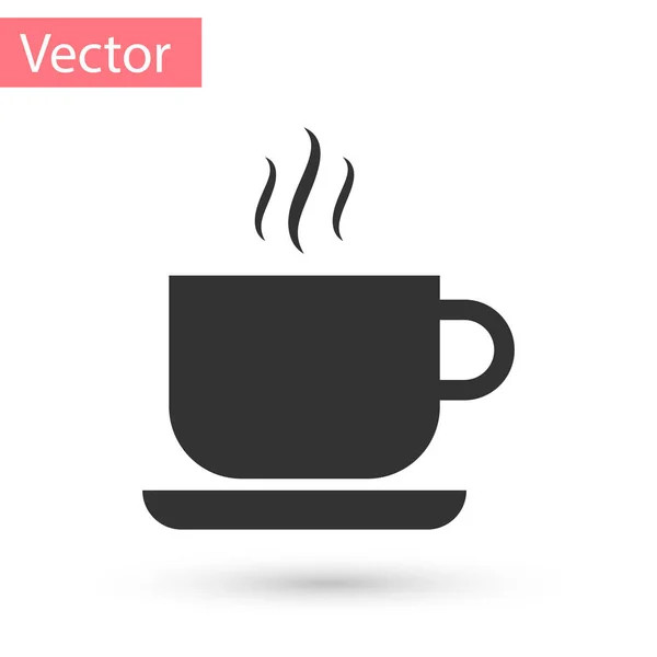 Icono de taza de café gris aislado sobre fondo blanco. Taza de té. Café caliente. Ilustración vectorial — Vector de stock