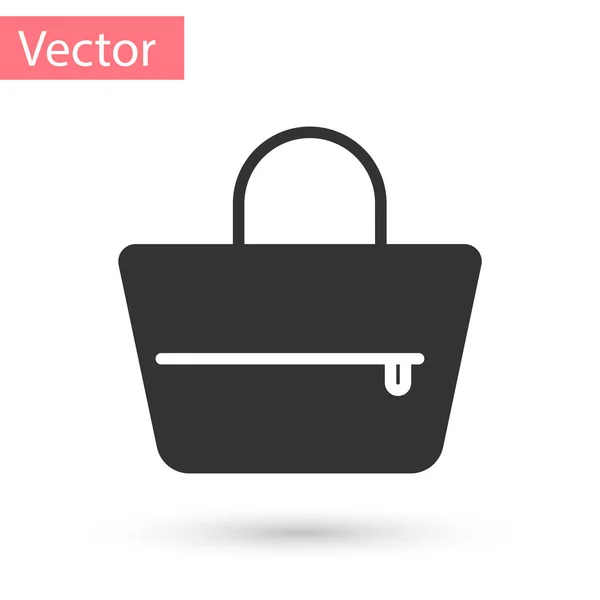 Graue Handtasche Symbol isoliert auf weißem Hintergrund. Weibliches Handtaschenschild. Glamour-Casual-Bag-Symbol. Vektorillustration — Stockvektor