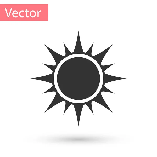 Icono de sol gris aislado sobre fondo blanco. Ilustración vectorial — Archivo Imágenes Vectoriales