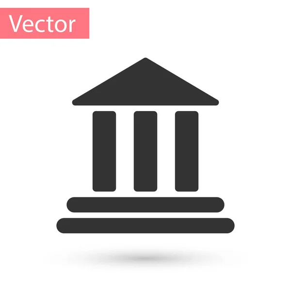 Graues Bankgebäude-Symbol isoliert auf weißem Hintergrund. Vektorillustration — Stockvektor