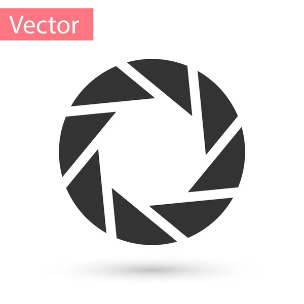 Das graue Verschlusssymbol der Kamera isoliert auf weißem Hintergrund. Vektorillustration — Stockvektor
