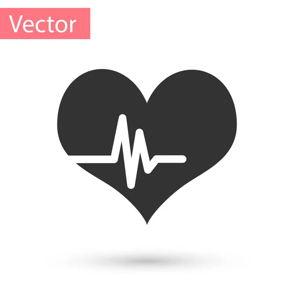 Icône de fréquence cardiaque grise isolée sur fond blanc. Signe de battement de coeur. Icône pouls cardiaque. Icône de cardiogramme. Illustration vectorielle — Image vectorielle