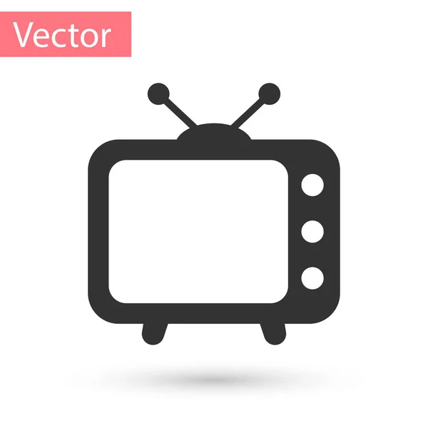 Icono gris de televisión aislado sobre fondo blanco. Señal de televisión. Ilustración vectorial — Vector de stock