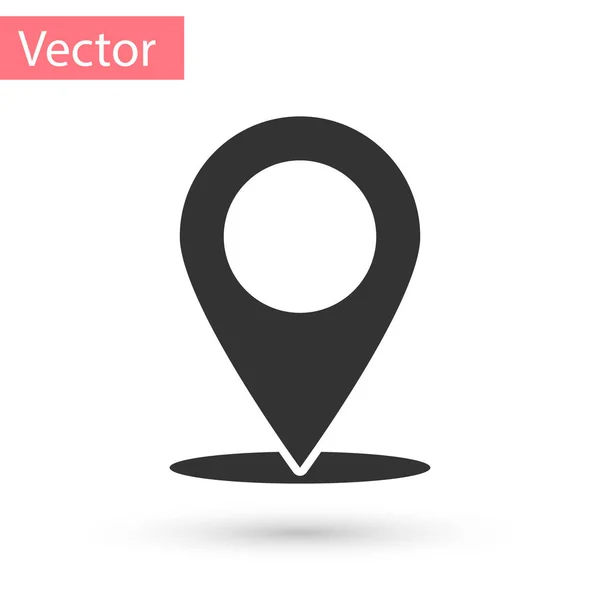 Graue Landkarte Pin-Symbol isoliert auf weißem Hintergrund. Zeiger-Symbol. Ortsschild. Navigationskarte, GPS, Richtung, Ort, Kompass, Kontakt, Suchkonzept. Vektorillustration — Stockvektor