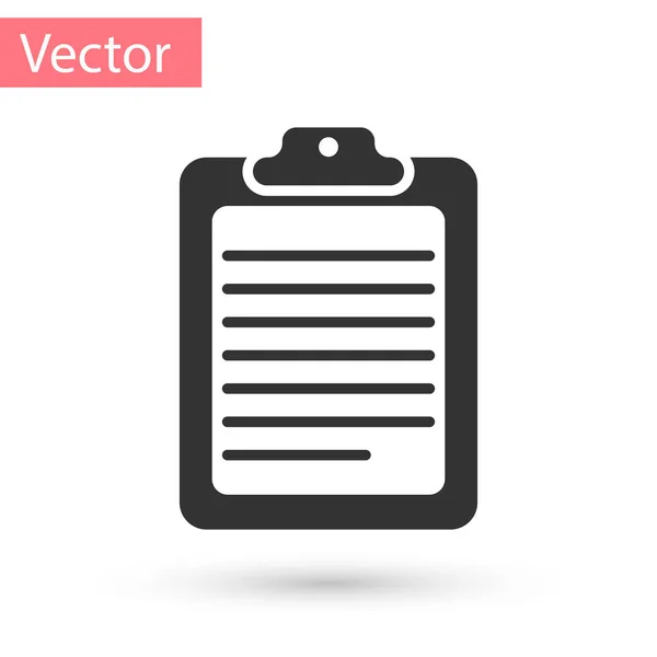 Grey Clipboard with document icon isolated on white background. Vector Illustration — Stock Vector