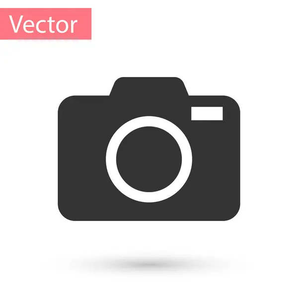 Иконка камеры Grey Photo выделена на белом фоне. Значок фотокамеры. Векторная миграция — стоковый вектор