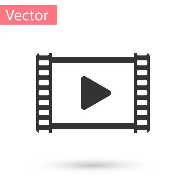 Grau Play Video Symbol isoliert auf weißem Hintergrund. Filmstreifen mit Spielzeichen. Vektorillustration — Stockvektor