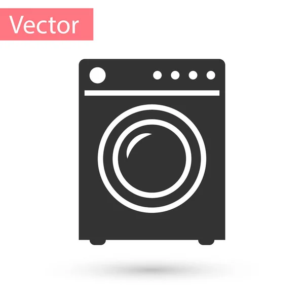 Ícone Grey Washer isolado no fundo branco. Ícone da máquina de lavar. Máquina de lavar roupa - máquina de lavar roupa. Símbolo de eletrodomésticos. Ilustração vetorial — Vetor de Stock