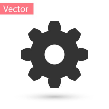 Gri Dişli simgesi beyaz arkaplanda izole edildi. Çarklı teçhizat ayarları. İşçi sembolü. Vektör İllüstrasyonu