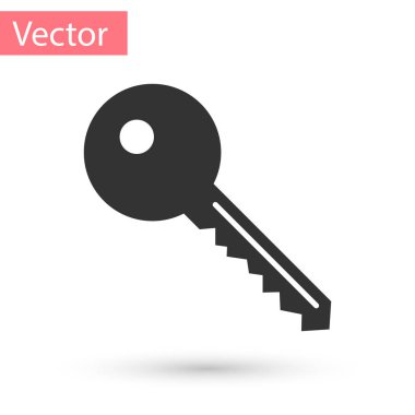 Gri Anahtar simgesi beyaz arkaplanda izole edildi. Vektör İllüstrasyonu