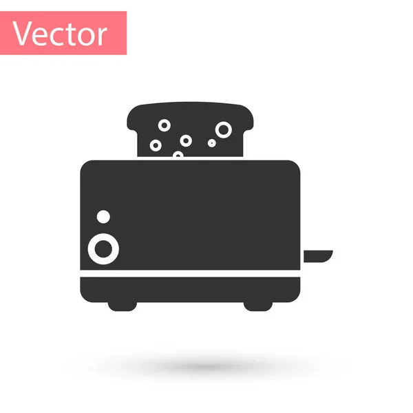 Grauer Toaster mit Toastsymbol auf weißem Hintergrund. Vektorillustration — Stockvektor