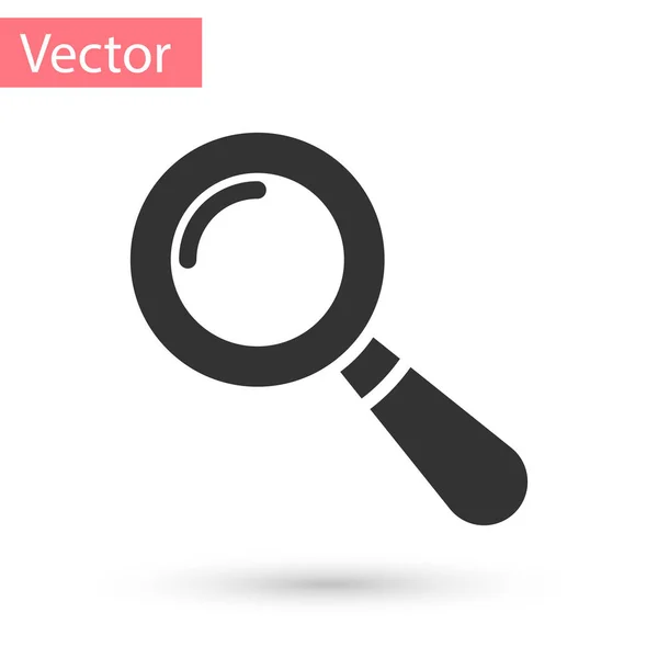 Pictograma de sticlă gri, izolată pe fundal alb. Căutare, concentrare, zoom, simbol de afaceri. Vector Illustration — Vector de stoc