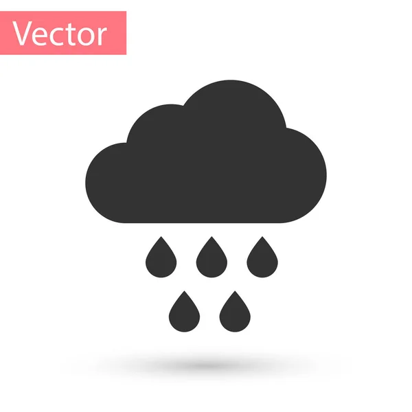 Graue Wolke mit Regensymbol auf weißem Hintergrund. Regenwolken Niederschlag mit Regentropfen. Vektorillustration — Stockvektor