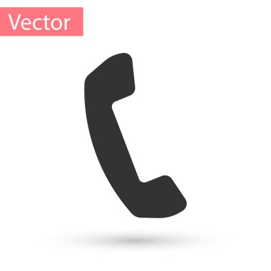 Gri telefon yakışıklı simgesi beyaz arka plan üzerinde izole. Telefon işareti. Vektör çizim