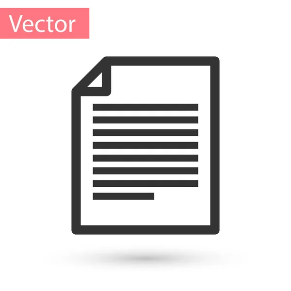 Ícone de documento cinza isolado no fundo branco. Ícone de arquivo. Ícone da lista de verificação. Conceito de negócio. Ilustração vetorial — Vetor de Stock