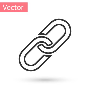 Gri zinciri bağlantı simgesi beyaz arka plan üzerinde izole. Tek bağlantı. Vektör çizim