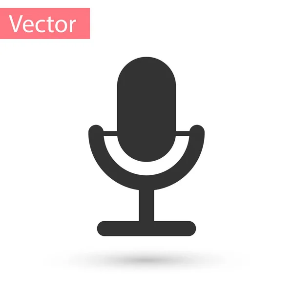 Grå mikrofon ikon isoleret på hvid baggrund. På radiomikrofon. Højttalerskilt. Illustration af vektor – Stock-vektor